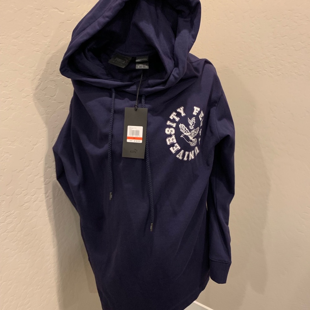 Fenty Navy Lace Back Sweater Dress Hoodie